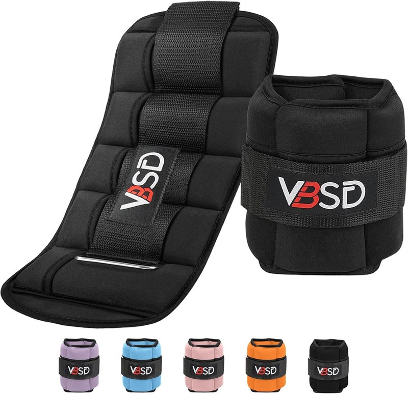 VBSD Adjustable Ankle Weights for Men Women, 2 4 6 8 10 lbs 1 Pair Leg Weight Straps, Weighted Ankle Weight Set with Removable Sandbags for Walking Running Yoga Physical Therapy Gym Home Workout - Image 1